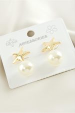 Yıldız Metal İnci Küpe-Sarı - Görsel 2