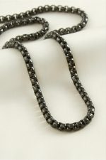 Kare Zincir Çelik Kolye 45 cm-Siyah - Görsel 3