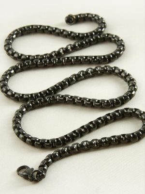 Kare Zincir Çelik Kolye 45 cm-Siyah