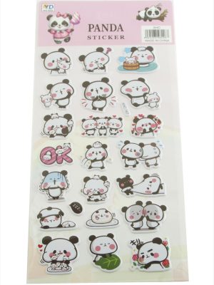 Panda Kabartmalı Sticker-Beyaz