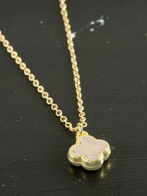 Çiçek Polyester Kolye-Pembe