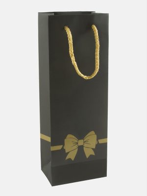 10X26 Benekli İpli Karton Çanta 1 Adet-Siyah