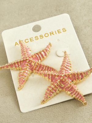 Deniz Yıldızı Mineli Zr Model Küpe-Pembe