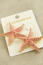 Deniz Yıldızı Mineli Zr Model Küpe-Pembe - Görsel 2