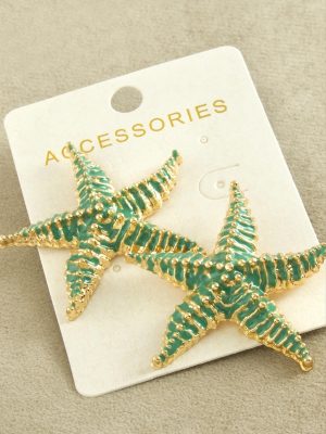 Deniz Yıldızı Mineli Zr Model Küpe-Turkuaz