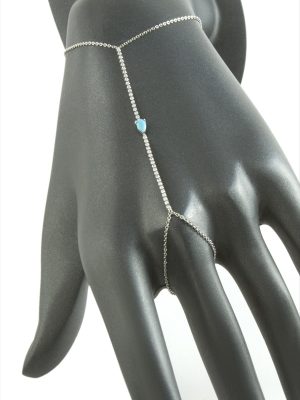 Damla Turkuaz Zirkon Taşlı Lüks Çelik Şahmeran-Gümüş Rengi