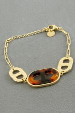 Oval Sedef Lüks Çelik Bileklik-Sarı - Görsel 2