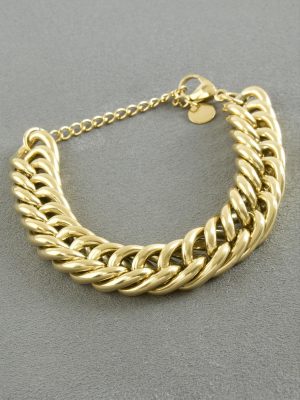 Kalın Zincir Lüks Çelik Bileklik-Gümüş Rengi