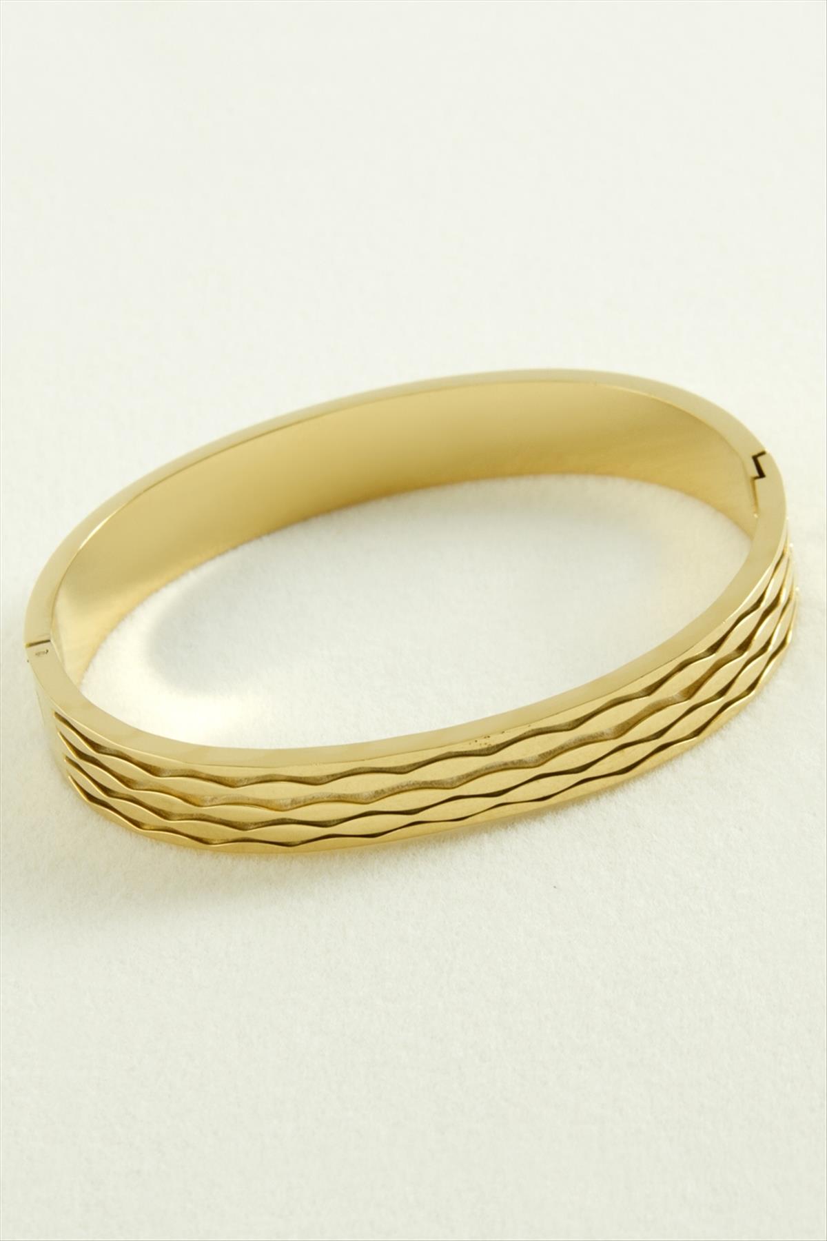 1209631_oval-luks-celik-kelepce-bileklik-b7-48e.jpg Oval Lüks Çelik Kelepçe Bileklik-Sarı - Görsel 2