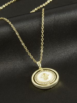 Ftm Ana Eli Lüks Çelik Kolye-Sarı