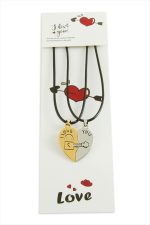 Kalp Arkadaşlık Kolyesi Çift Kolye-Siyah - Görsel 3