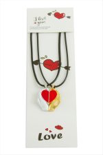 Kalp Arkadaşlık Kolyesi Çift Kolye-Kırmızı - Görsel 3