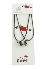 Kelebek Arkadaşlık Kolyesi Çift Kolye-Siyah - Görsel 2