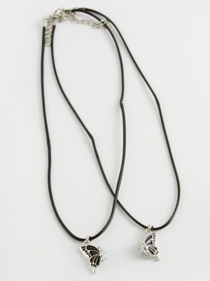 Kelebek Arkadaşlık Kolyesi Çift Kolye-Siyah