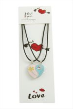 Kalp Arkadaşlık Kolyesi Çift Kolye-Siyah - Görsel 2