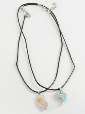 Kalp Arkadaşlık Kolyesi Çift Kolye-Siyah