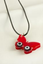 Kelebek Epoksi Kolye-Kırmızı - Görsel 2