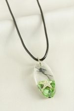 Deniz Yıldızı Elips Epoksi Kolye-Yeşil - Görsel 2