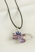 Kelebek Epoksi Kolye-Pembe