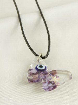 Kelebek Epoksi Kolye-Pembe