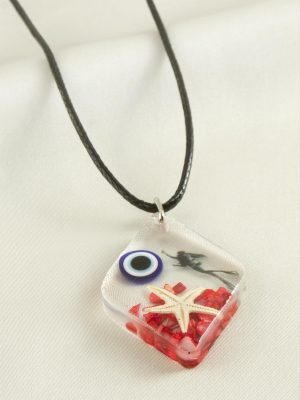 Deniz Yıldızı Epoksi Kolye-Turuncu