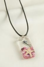 Deniz Yıldızı Dikdörtgen Epoksi Kolye-Pembe - Görsel 2