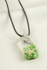 Deniz Yıldızı Dikdörtgen Epoksi Kolye-Yeşil - Görsel 2