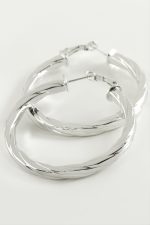 Burgulu Halka Küpe 5 cm-Gümüş Rengi