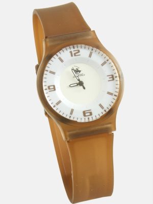 Silikon Kayışlı Bay Bayan Kol Saatic-Açık Kahverengi