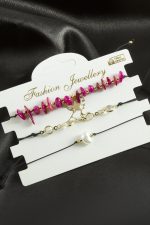 3 Adet Yıldız Kırık Doğaltaş Bileklik-Açık Pembe