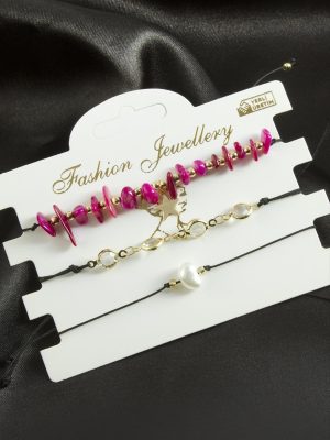 3 Adet Yıldız Kırık Doğaltaş Bileklik-Yeşil-1