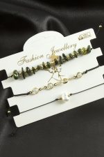 3 Adet Yıldız Kırık Doğaltaş Bileklik-Yeşil-1 - Görsel 3