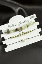 3 Adet Deniz Yıldız Mineli Kırık Doğaltaş Bileklik-Pembe