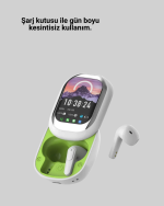 Kayar Kapaklı Şarj Kutusu Ve Dokunmatik Ekranlı Bluetooth Stereo Kulaklık - Görsel 3
