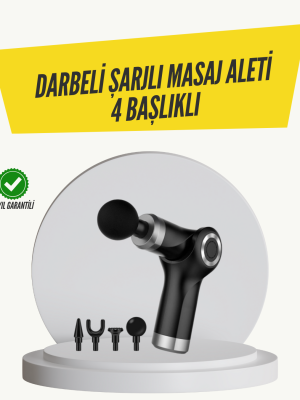 Mini Masaj Tabancası 4 Başlık 6 Hız Ayarlı