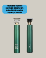 Koyu Yeşil Profesyonel Metal Gövdeli Saç Kesme Makinesi - Görsel 4