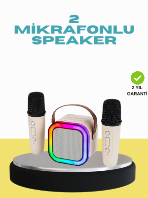 LED Işıklı Taşınabilir Karaoke Hoparlör – USB & AUX Girişli