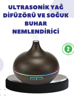 Uçucu Yağ Uyumlu Renkli LED Işıklı Nemlendirici