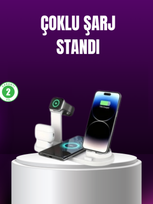 15W Hızlı Şarj Destekli 4’ü 1 Arada Kablosuz Şarj İstasyonu