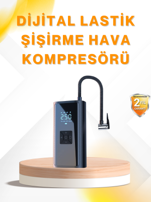 LED Fenerli ve SOS Işıklı Çok Fonksiyonlu Hava Kompresörü