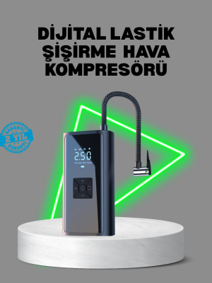 80W Kablosuz Dijital Ekranlı Taşınabilir Lastik Şişirme Pompası