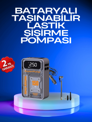 6000mAh Bataryalı LED Ekranlı Akıllı Hava Kompresörü