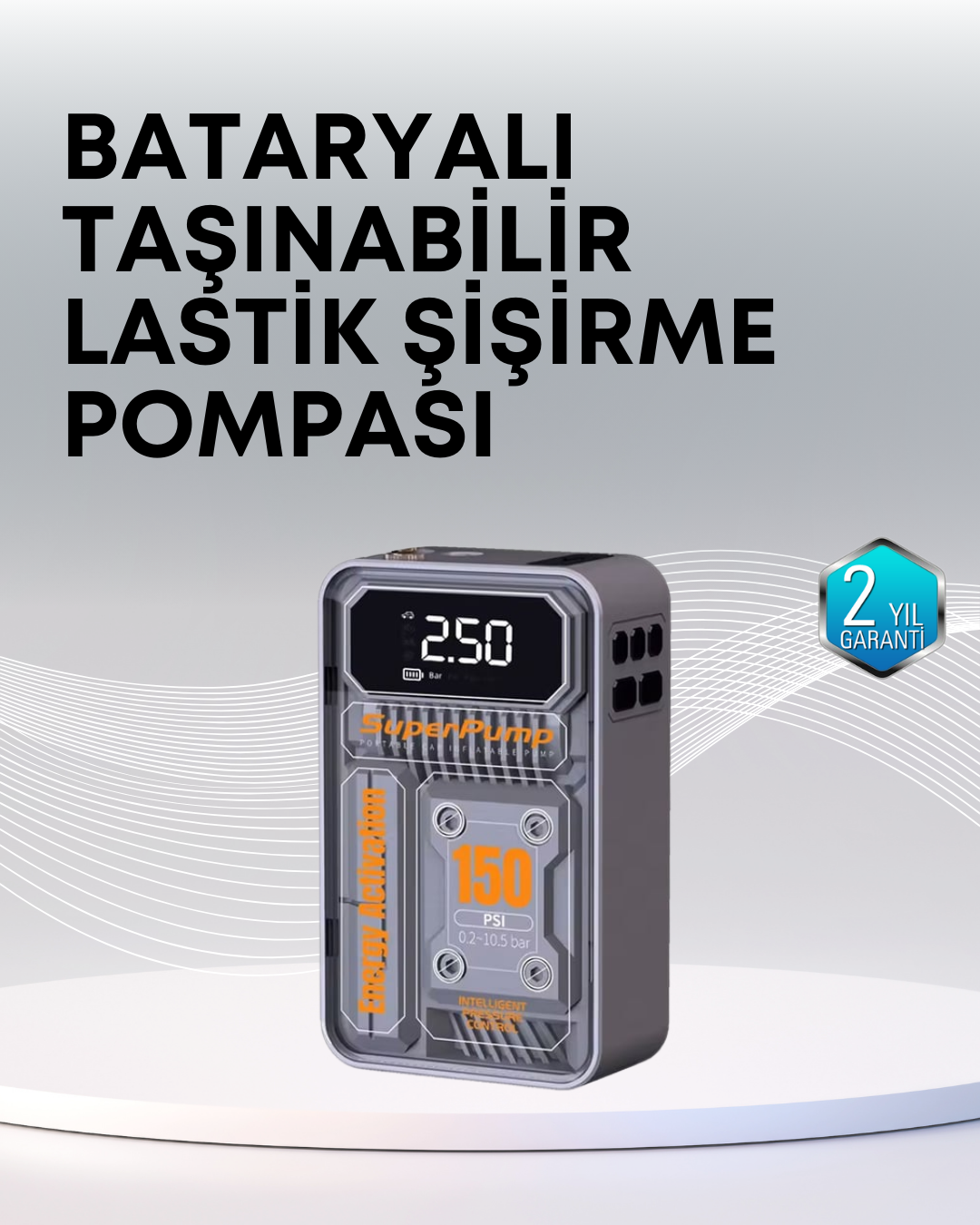 1210118_1-4.png 150 PSI Kablosuz Dijital Ekranlı Taşınabilir Araç Lastik Pompası - Görsel 1