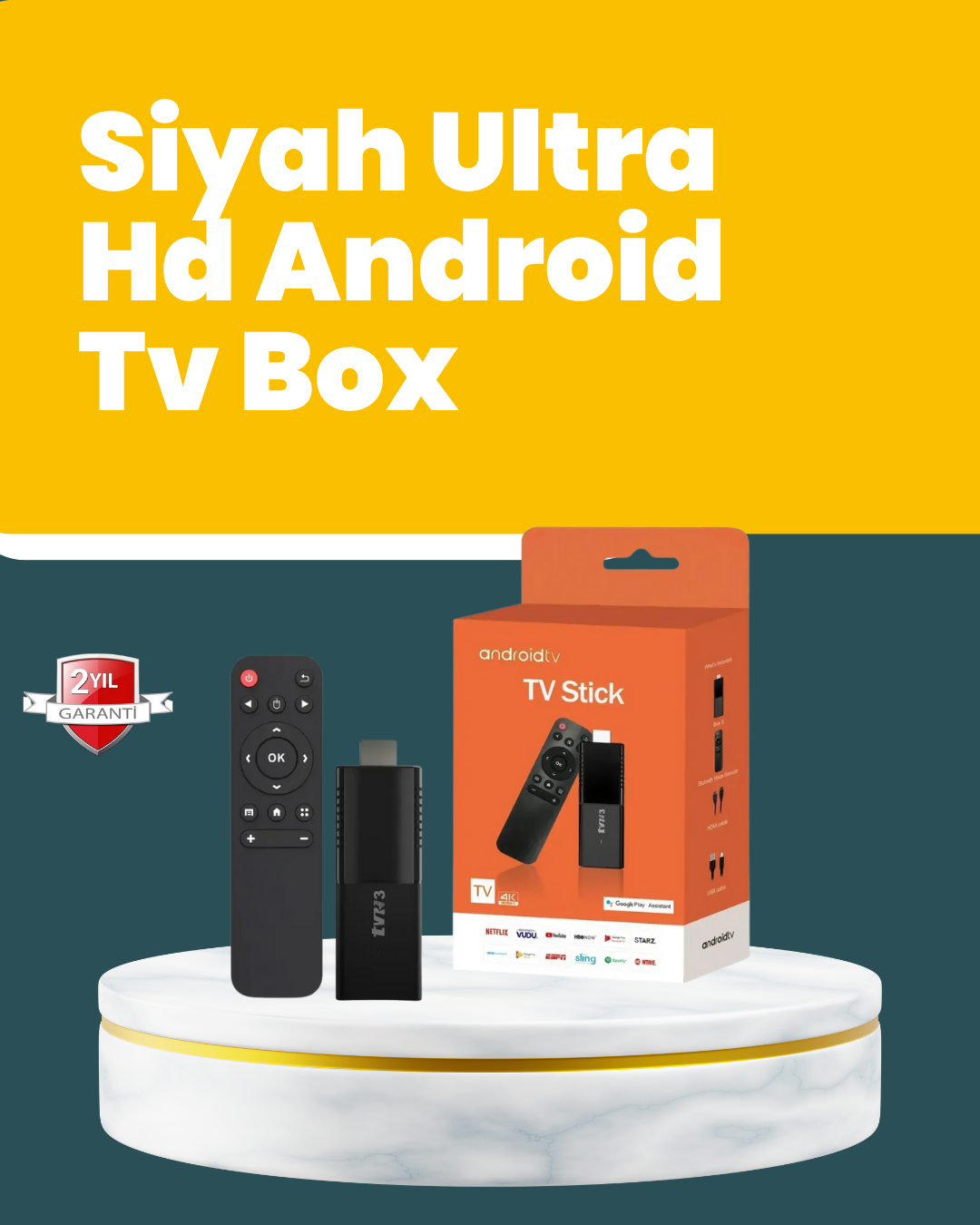 1210121_4-3.png Android TV Stick WiFi ve Bluetooth Bağlantılı - Görsel 1
