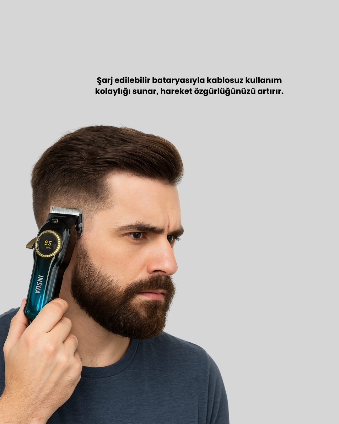 1210144_9-2.png USB Type-C Şarjlı Kablosuz/Kablolu Erkek Tıraş Makinesi - Görsel 3