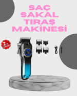 Profesyonel Saç Kesme Makinesi – 2000 mAh Şarjlı, LCD Ekranlı