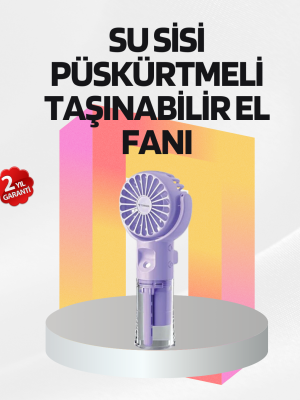 Şarjlı Su Buharlı El Vantilatörü – Taşınabilir Serinletici Fan