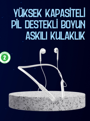 USB Şarjlı Uzun Ömürlü Boyun Askılı Bluetooth Kulaklık