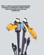 Örgülü Tasarım 4’ü 1 Arada USB-C Lightning Hızlı Şarj Kablosu - Görsel 2