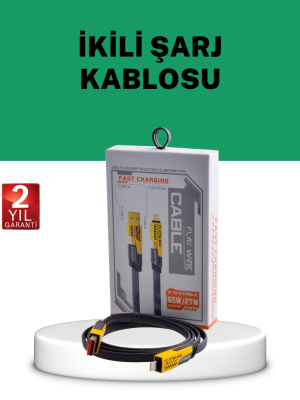 Yüksek Hızlı 65W Güç Çıkışlı Çoklu Cihaz Uyumlu Şarj Kablosu